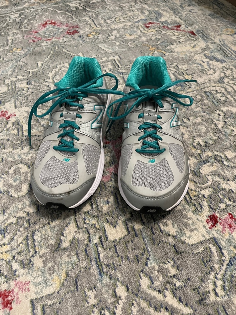 New Balance Women's Gray with Teal Athletic Sneakers